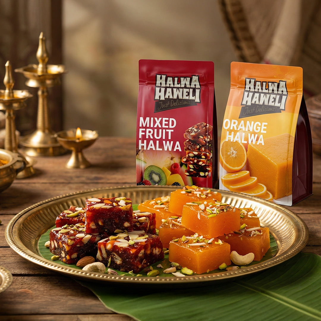 Halwa Haweli Mixed Fruit Halwa & Orange Halwa Combo – Authentic, Indian Halwa