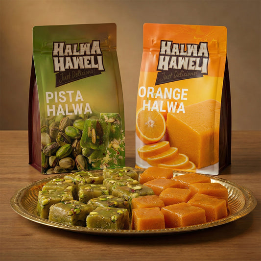 Halwa Haweli Pista Halwa & Orange Halwa Combo – Authentic, Indian Halwa